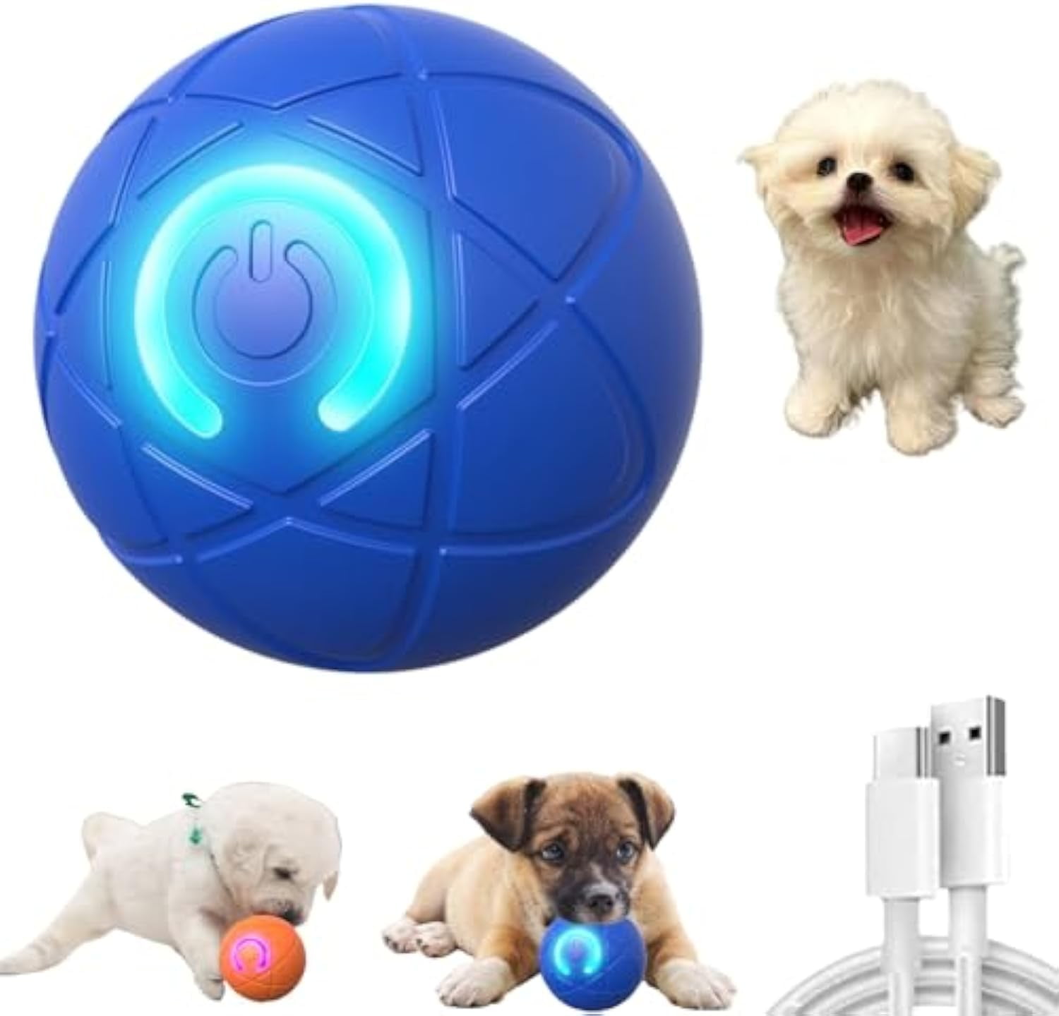 Duraspin Dog Ball, Smart Jumping Ball Dog Toy USB Rechargeable ...