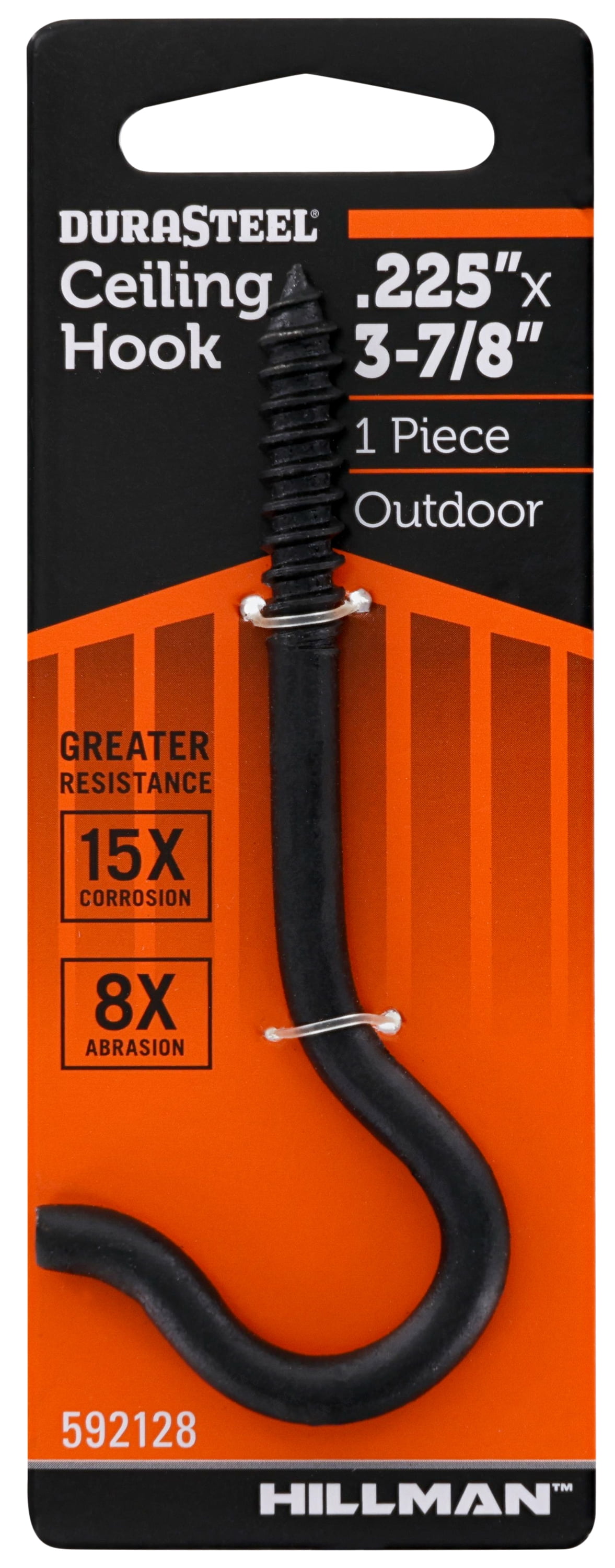 Durasteel Hillman Ceiling Hook 3-7/8", Outdoor Screw Hook, Black, Steel, 1 Piece