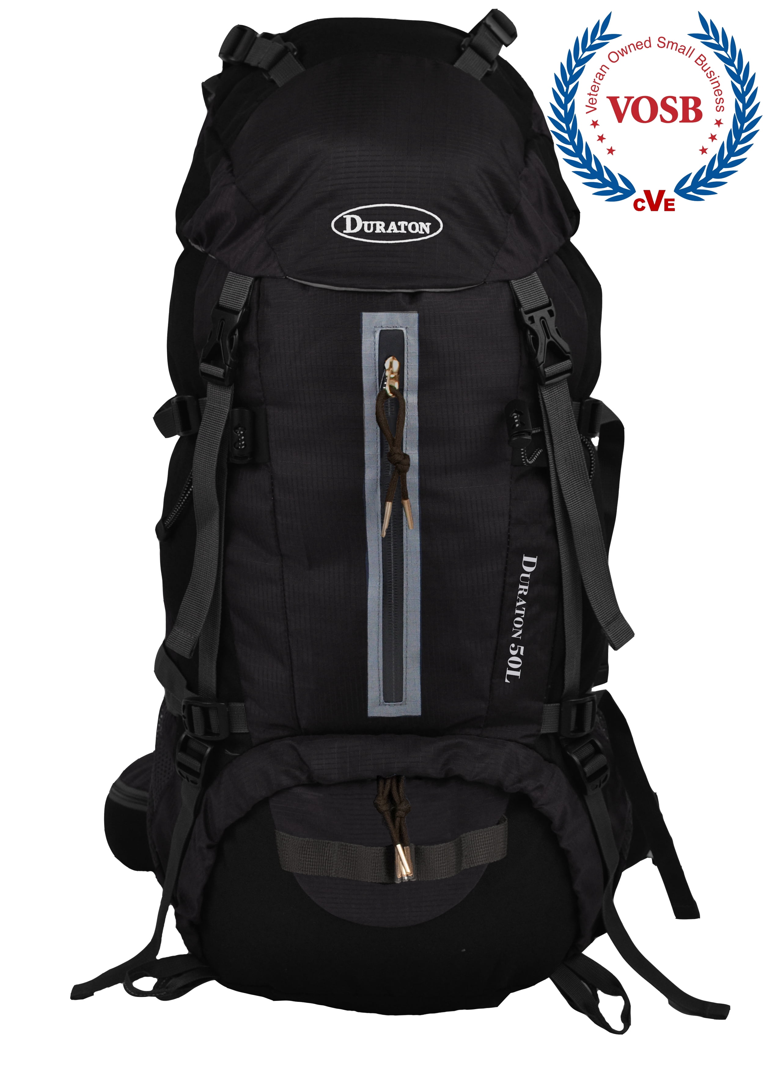 Duraton Hiking Backpack 50L with Rain Cover for Backpacking or