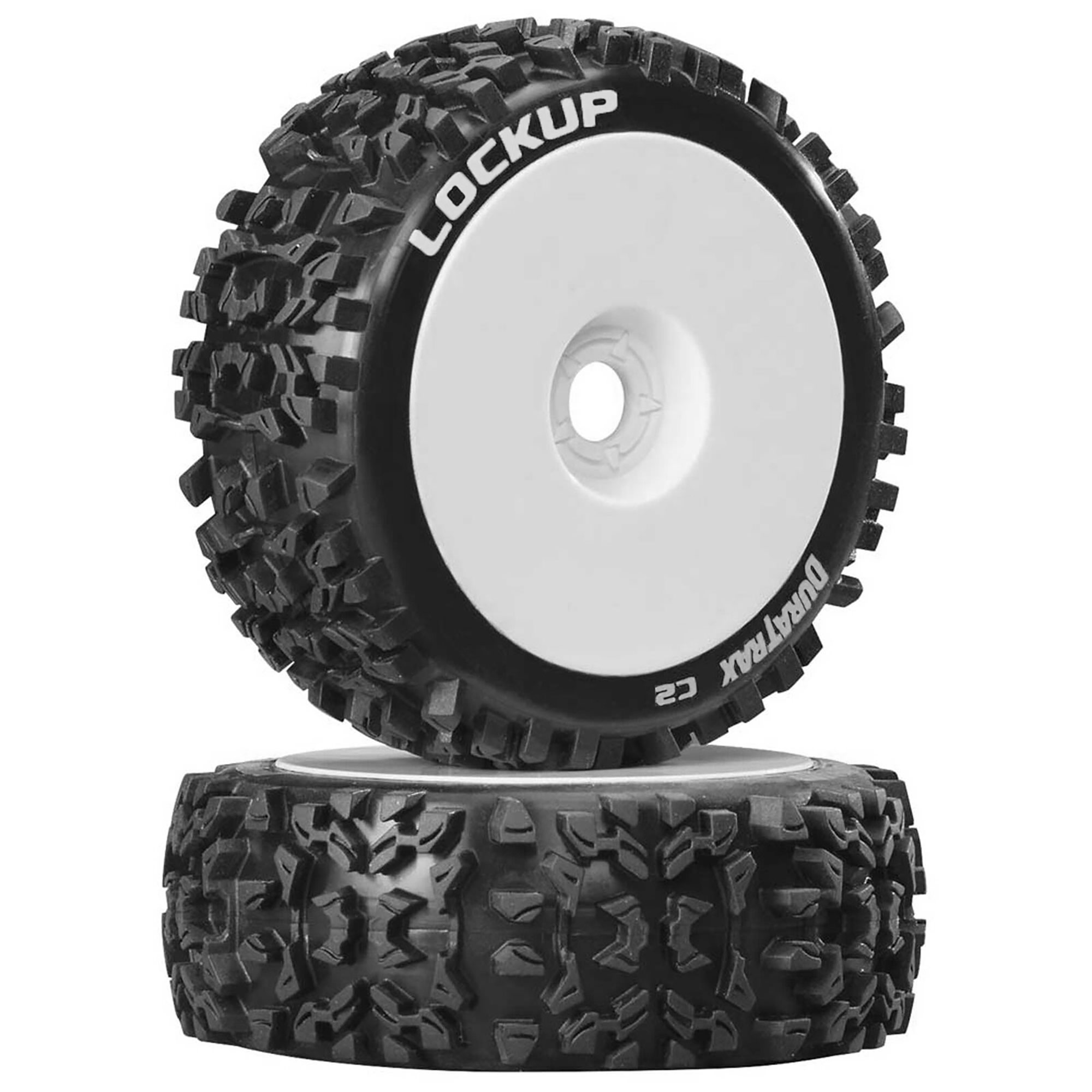 Duratrax 1/8 Lockup Buggy Tire C2 Mounted White 2 DTXC3615 RC Tire - image 1 of 2