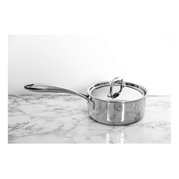 Duratux Tri-Ply 1.5-Quart Sauce Pan with Lid, Silver; Stainless Steel, & Free, Freezer to Oven Safe, Induction Compatible
