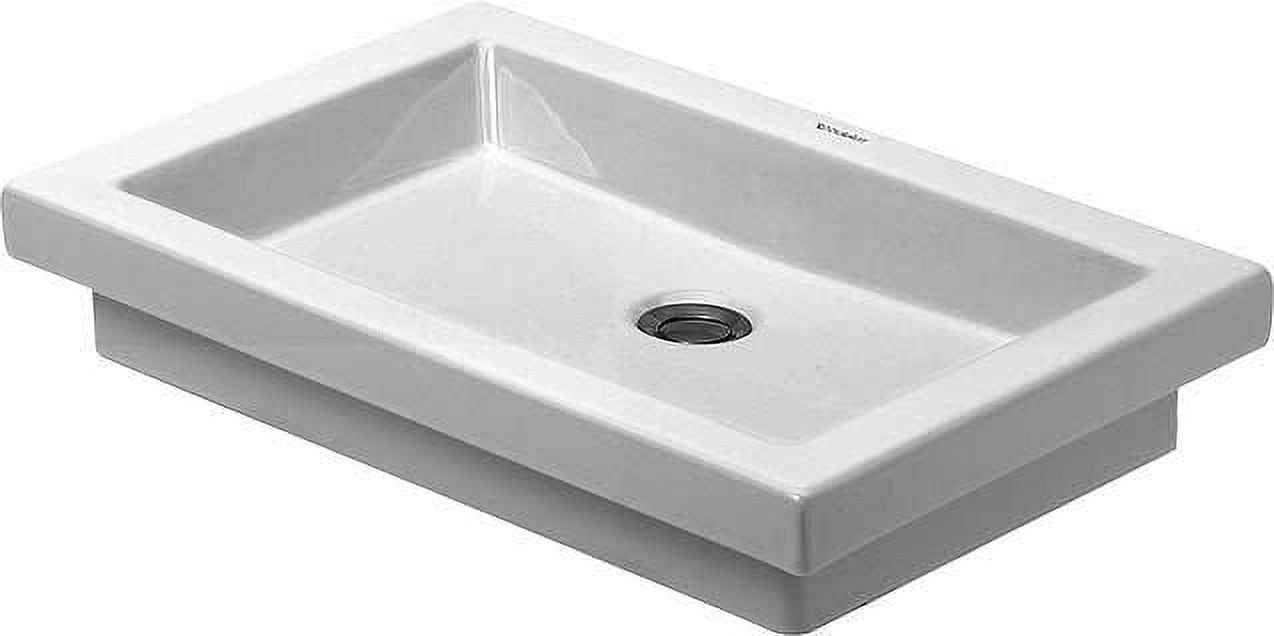 White Ceramic Rectangular Drop-In Bathroom Sink