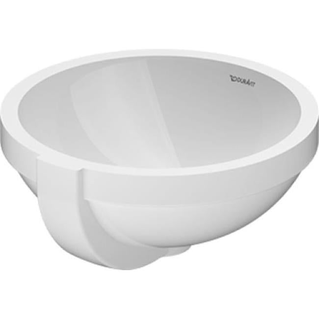 White Ceramic Circular Undermount Bathroom Sink with Overflow