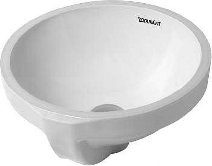 White Ceramic Circular Undermount Bathroom Sink with Overflow