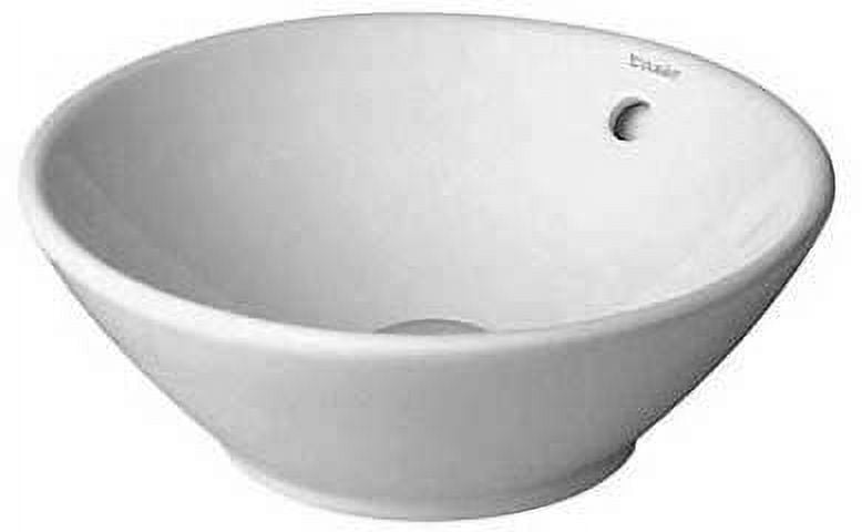 Elegant White Ceramic Circular Vessel Bathroom Sink with Overflow