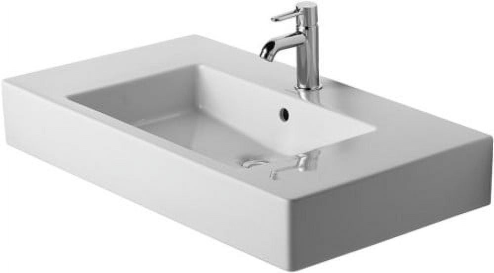 Vero White Ceramic Rectangular Wall-Mount Vessel Sink