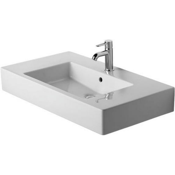 Duravit 032985-1Hole Vero 19" Ceramic Vanity Top - White / Glazed Underside