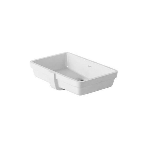 Duravit 0330480017 Rectangular Ceramic Undermount Bathroom Sink with Overflow, White
