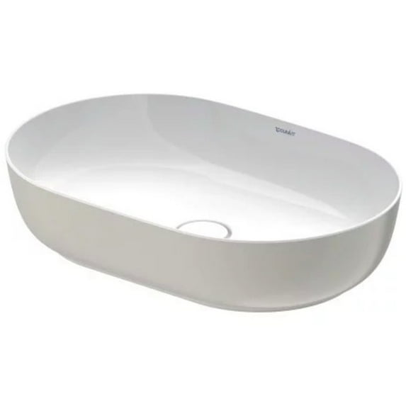 Duravit 037960-0Hole Luv 23-5/8" Oval Ceramic Vessel Bathroom Sink - White / Grey Satin
