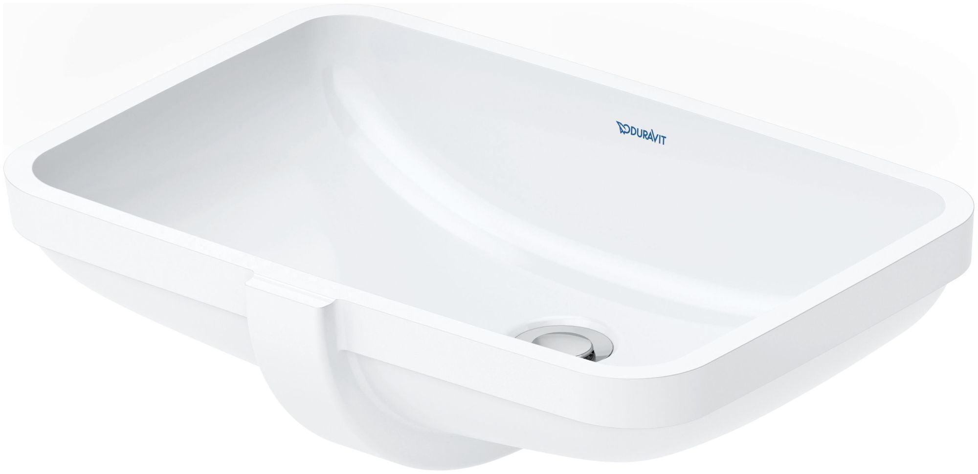 Duravit White Ceramic Rectangular Undermount Bathroom Sink with Overflow