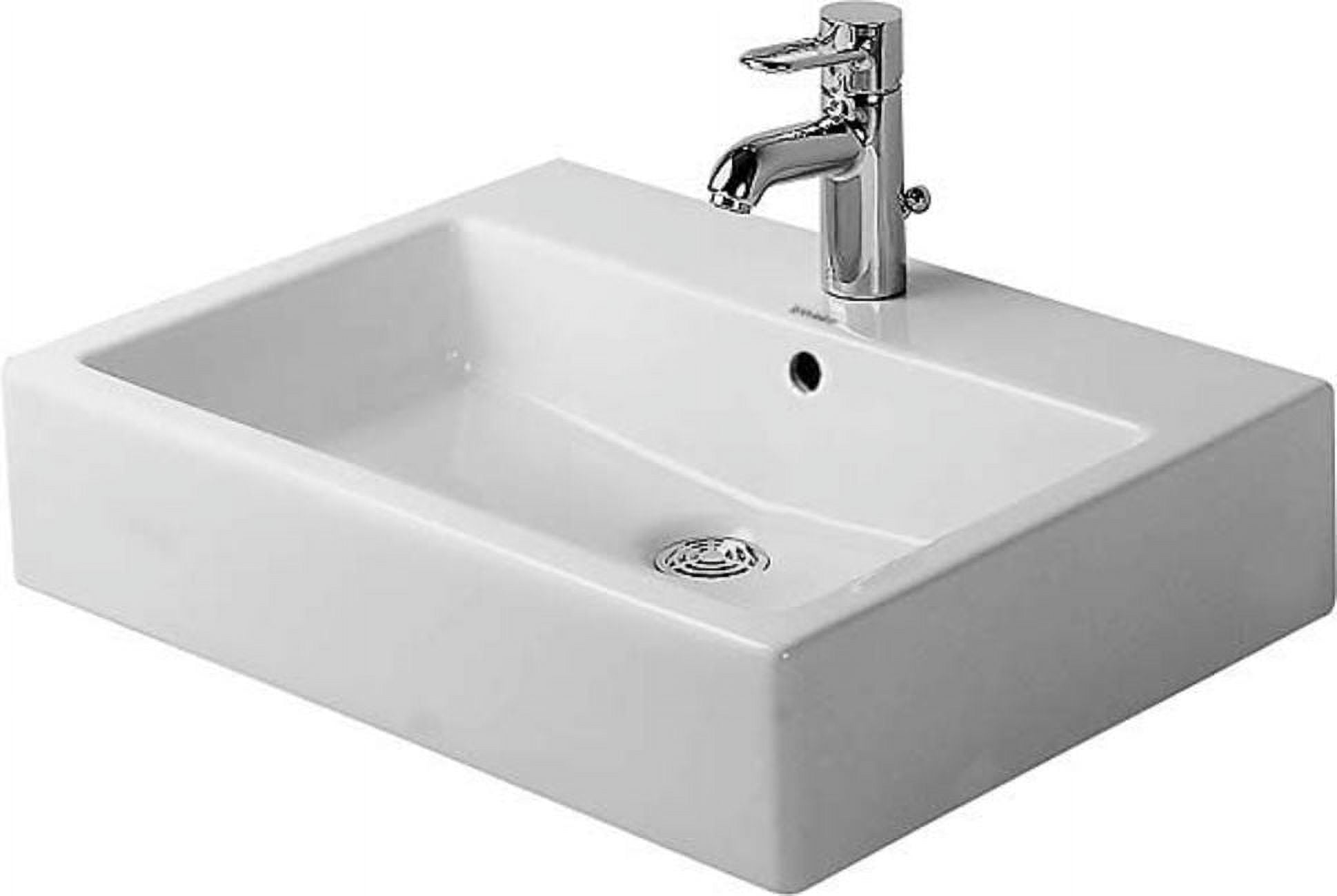 White Ceramic Rectangular Above-Counter Vessel Sink
