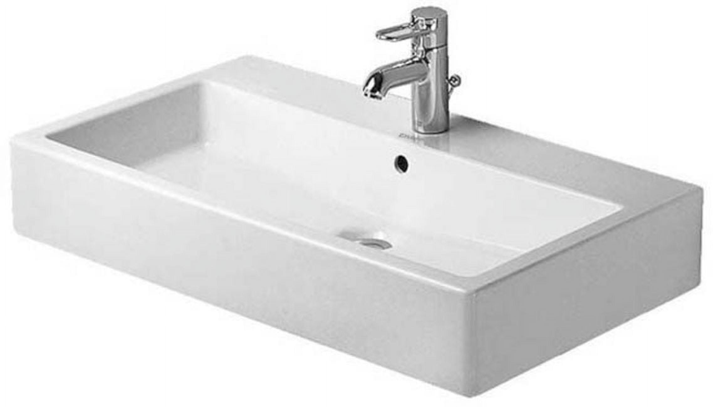 Vero White Ceramic Wall-Mount Rectangular Bathroom Sink