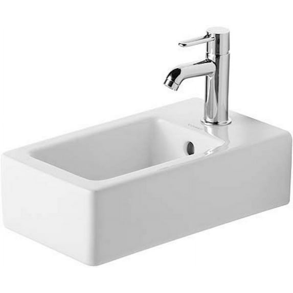 Duravit 070225-1Hole Vero 9-7/8" Rectangular Ceramic Wall Mounted Bathroom Sink - White