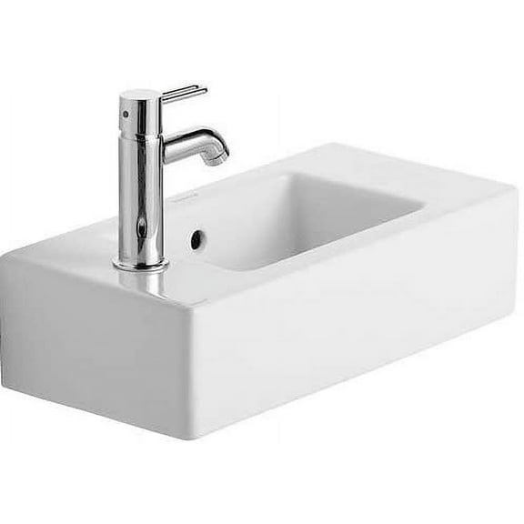 Duravit 070350-1Hole-L Vero 20" Ceramic Vanity Top - White with WonderGliss / Glazed
