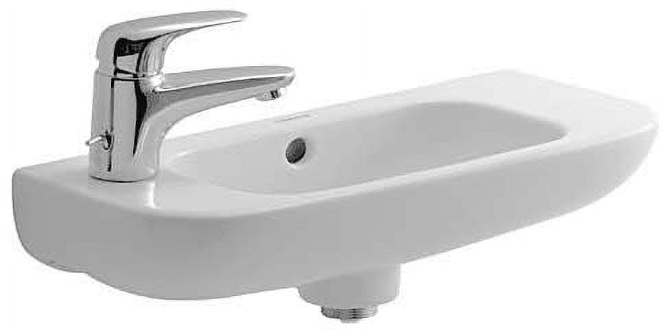 White Ceramic Rectangular Wall-Mount Bathroom Sink with Overflow