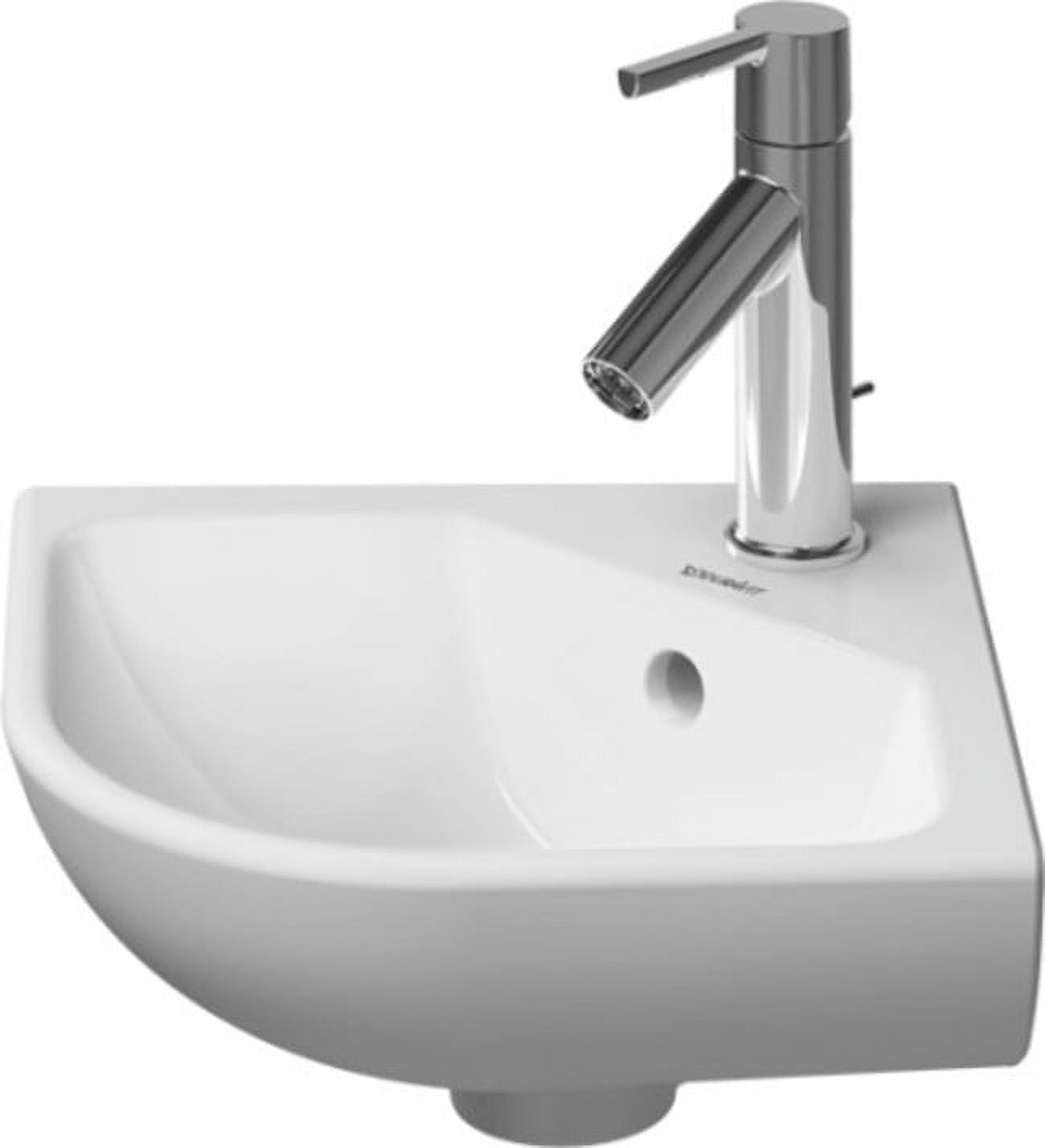 Compact White Ceramic Wall-Mount Corner Bathroom Sink