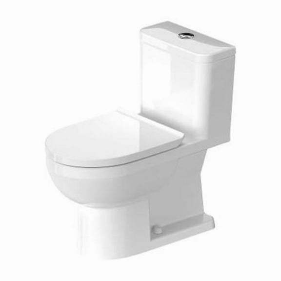 Duravit 21960100U2 1.32 GPF Dual Flush Elongated Chair Height Toilet with Top Flush Button - Less Seat Fixture, White
