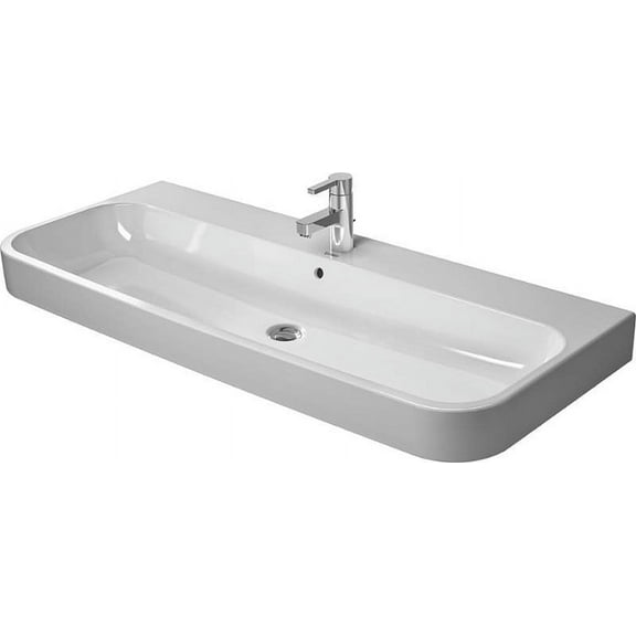 Duravit 2318120030 Happy D.2 Ceramic 47-1/4" Bathroom Sink For Vanity, Wall Mounted /