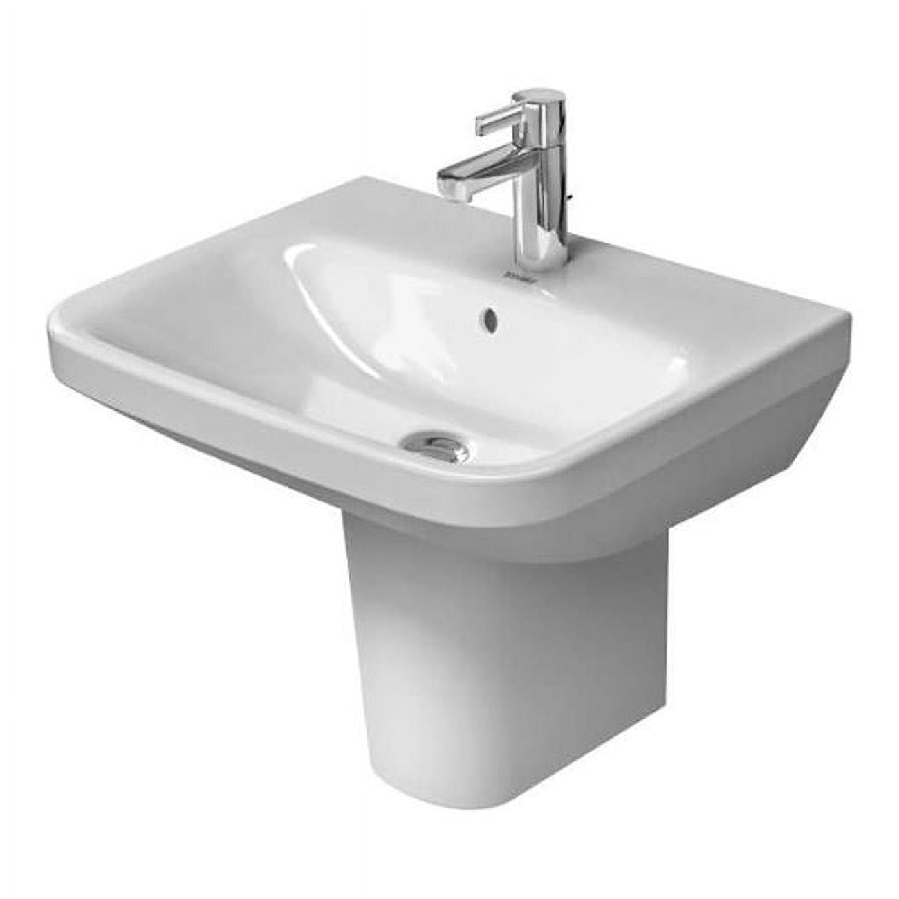 White Ceramic Rectangular Wall-Mount Bathroom Sink with Overflow