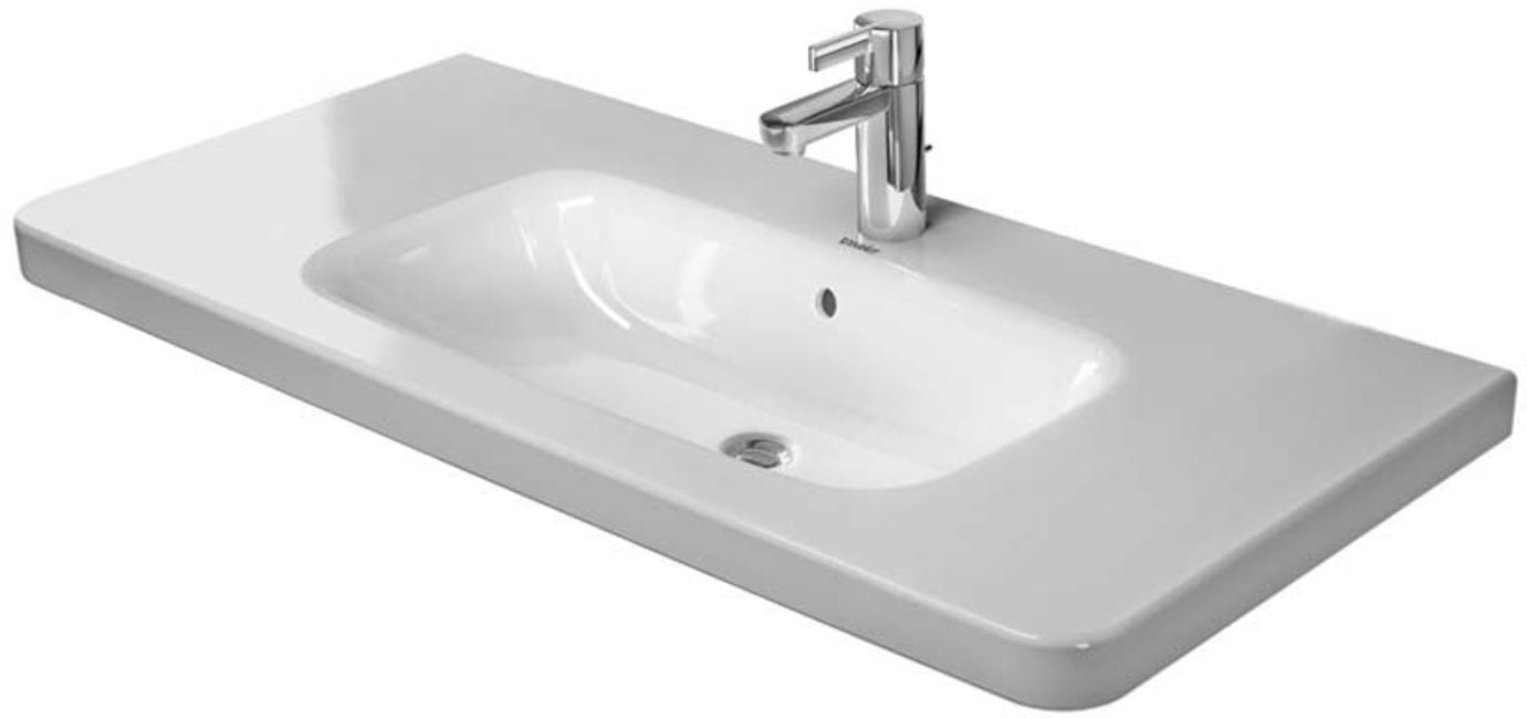 Elegant 40" White Ceramic Wall-Mount Bathroom Sink with Overflow