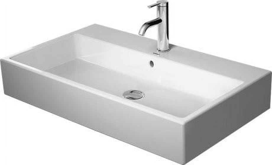 White Ceramic Rectangular Wall-Mounted Bathroom Sink
