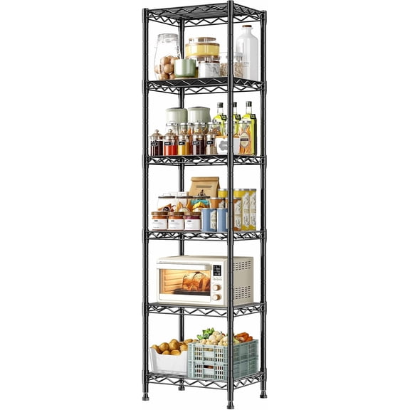 DurayLoly 6 Wire Shelving Metal Shelves Storage Rack:Adjustable Storage Shelves Standing Shelf Units and Narrow Shelf for Laundry Bathroom Kitchen Pantry Closet Office 15.8" w*11.8" D*63" H