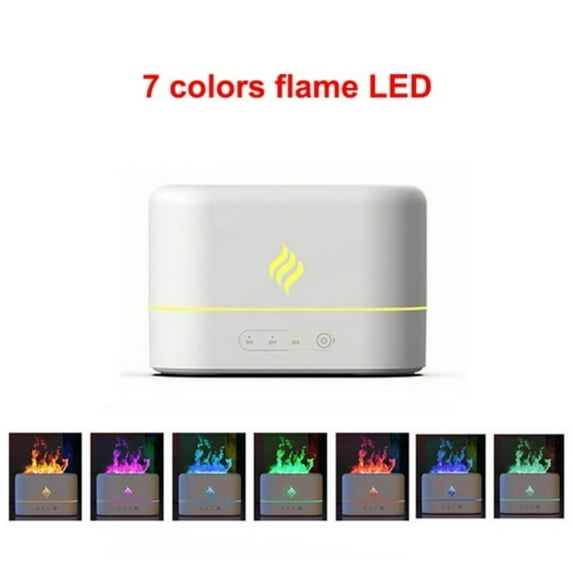 Durcord 2 in 1 Essential Oil Diffuser Humidifier with 7 Colors, Cool Mist Humidifiers for Home with Flame Effect, Auto Shut-off and Definite Time,150 sq.ft , White