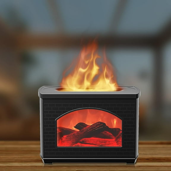 Durcord 3-in-1 270ml Aroma Diffuser, Flame Diffuser Humidifier with Fireplace Light for Room, Black