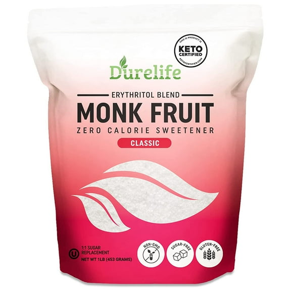 DureLife Classic Monk Fruit Sweetener Sugar Substitute Monkfruit Keto White Sugar Replacement 1lb