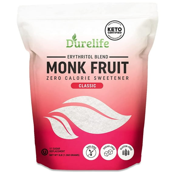 DureLife Classic Monk Fruit Sweetener Sugar Substitute Monkfruit Keto White Sugar Replacement 3lb