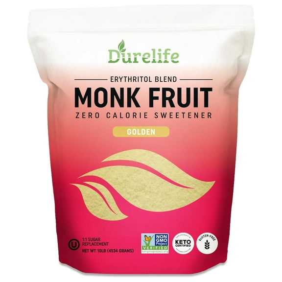 DureLife Golden Monk Fruit Sweetener Sugar Substitute Monkfruit Keto Brown Sugar Replacement 10lb
