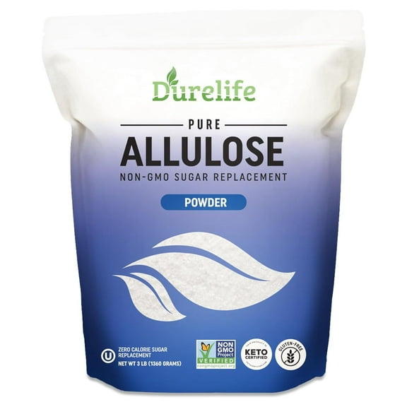 DureLife Allulose Sweetener, 3 lb, 100% Pure, Powdered Sugar Substitute, NON-GMO, Keto Certified, Zero Calories
