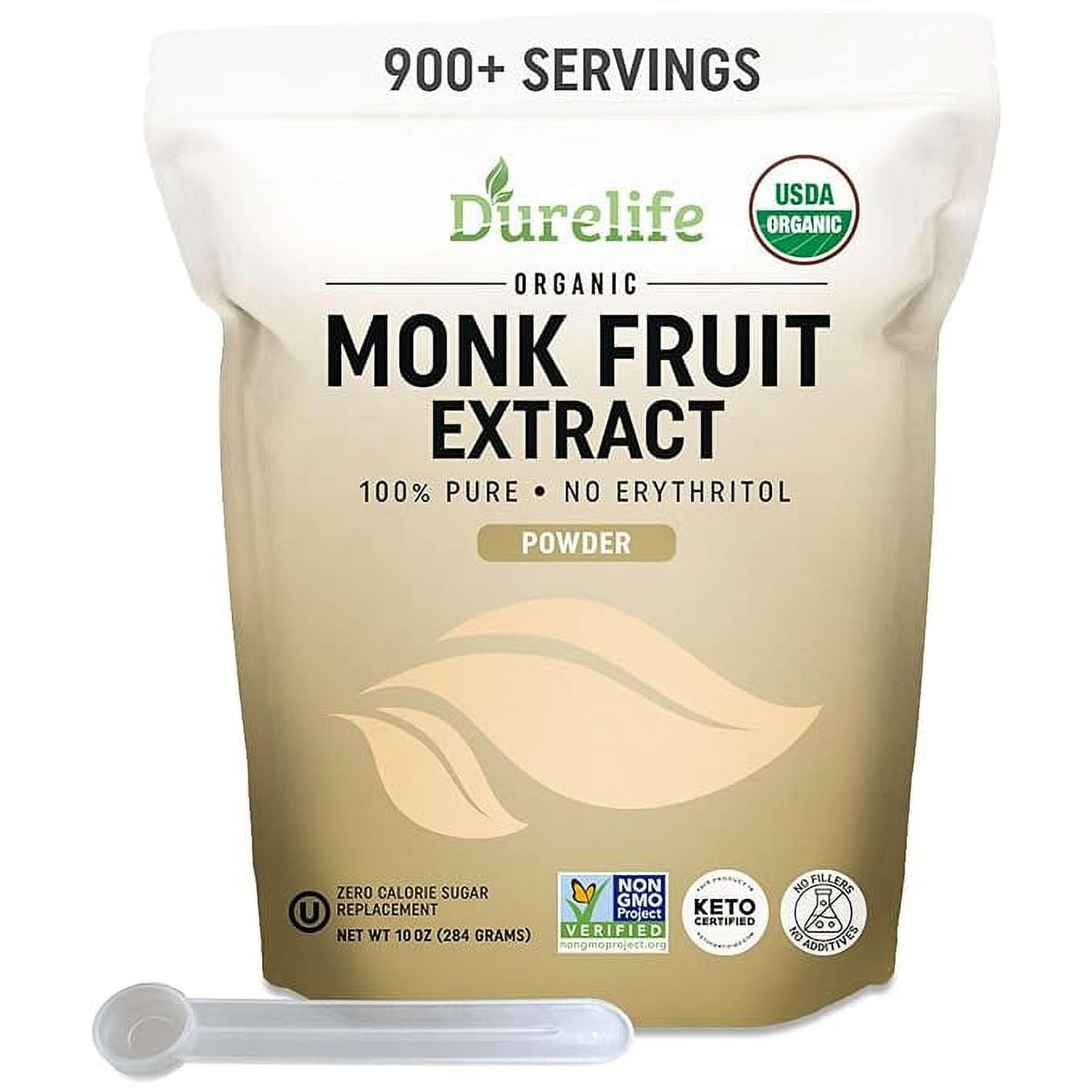 Durelife Organic Monk Fruit Natural Sweetener, USDA Certified, NonGMO, Keto, Zero Calorie, 10