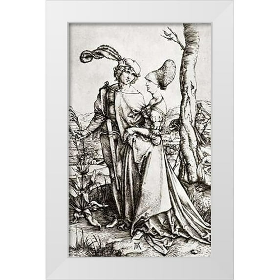 Durer, Albrecht 10x14 White Modern Wood Framed Museum Art Print Titled - The Promenade