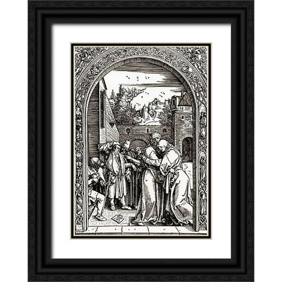 Durer, Albrecht 11x14 Black Ornate Wood Framed with Double Matting Museum Art Print Titled - Life Of The Virgin 3