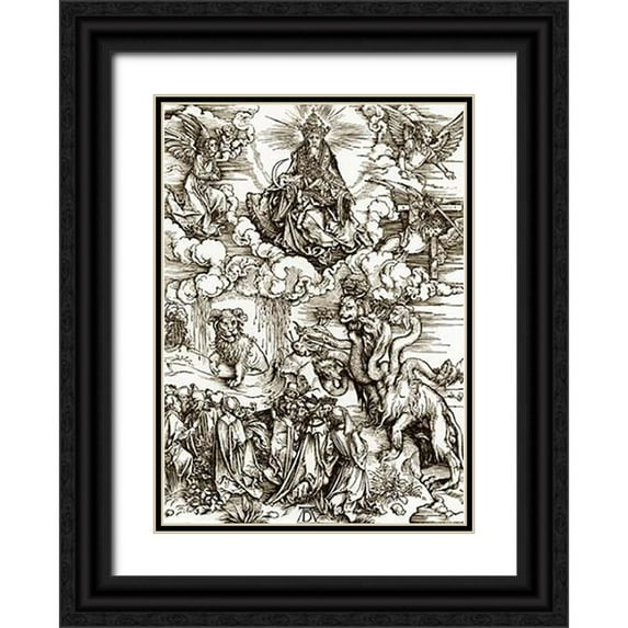 Durer, Albrecht 11x14 Black Ornate Wood Framed with Double Matting Museum Art Print Titled - The Revelation Of St John 12
