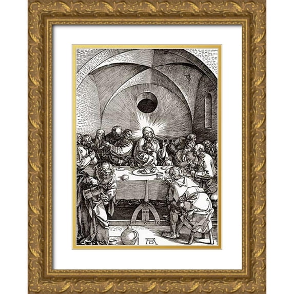 Durer, Albrecht 11x14 Gold Ornate Wood Framed with Double Matting Museum Art Print Titled - The Great Passion 9