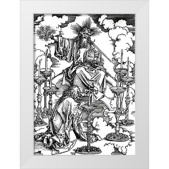 Durer, Albrecht 11x14 White Modern Wood Framed Museum Art Print Titled - Vision of the Seven Candlesticks
