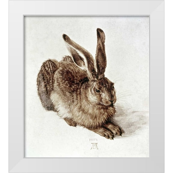 Durer, Albrecht 12x13 White Modern Wood Framed Museum Art Print Titled - The Young Hare