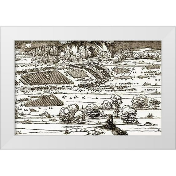 Durer, Albrecht 14x10 White Modern Wood Framed Museum Art Print Titled - The Siege Of A Fortress