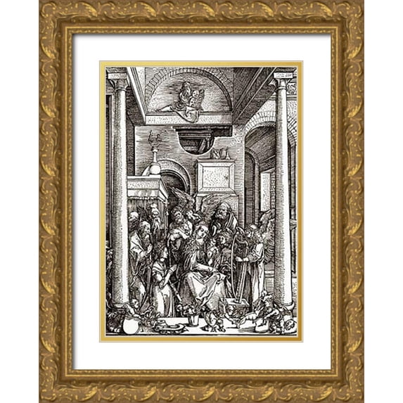 Durer, Albrecht 14x18 Gold Ornate Wood Framed with Double Matting Museum Art Print Titled - Life Of The Virgin 17