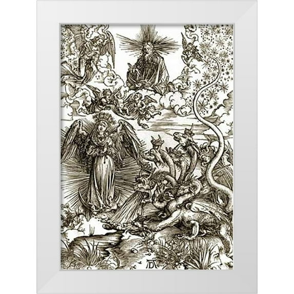 Durer, Albrecht 18x24 White Modern Wood Framed Museum Art Print Titled - The Apocalyptic Woman