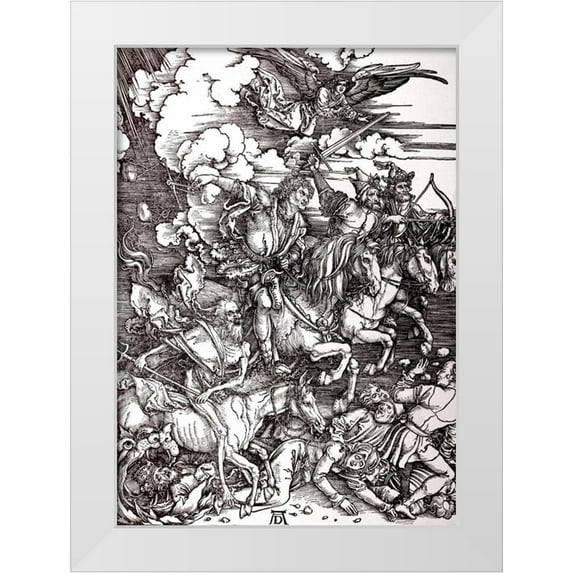Durer, Albrecht 18x24 White Modern Wood Framed Museum Art Print Titled - The Four Horsemen of The Apocalypse