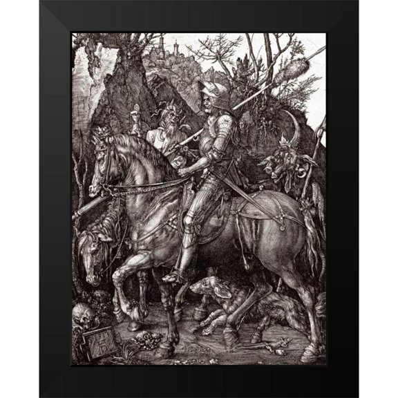Durer, Albrecht 19x24 Black Modern Framed Museum Art Print Titled - Knight, Death and The Devil