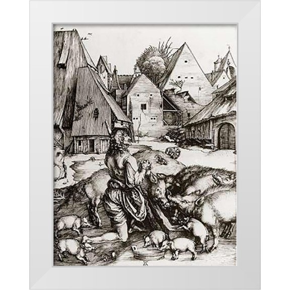 Durer, Albrecht 25x32 White Modern Wood Framed Museum Art Print Titled - The Prodigal Son