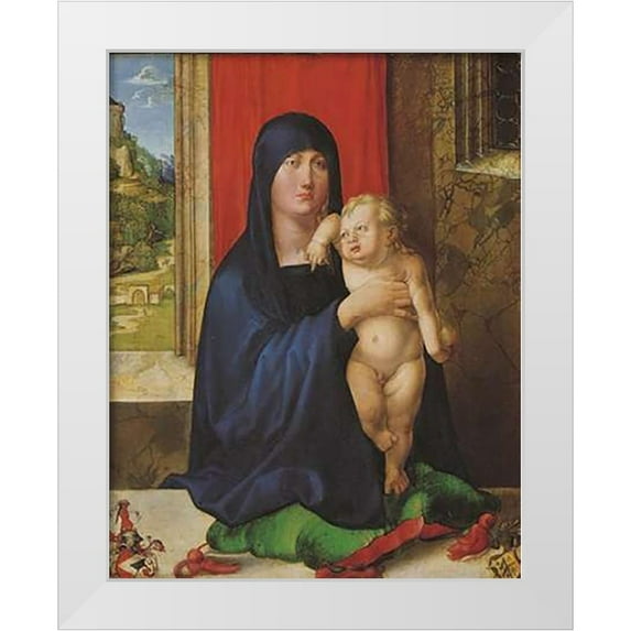 Durer, Albrecht 26x32 White Modern Wood Framed Museum Art Print Titled - Madonna And Child