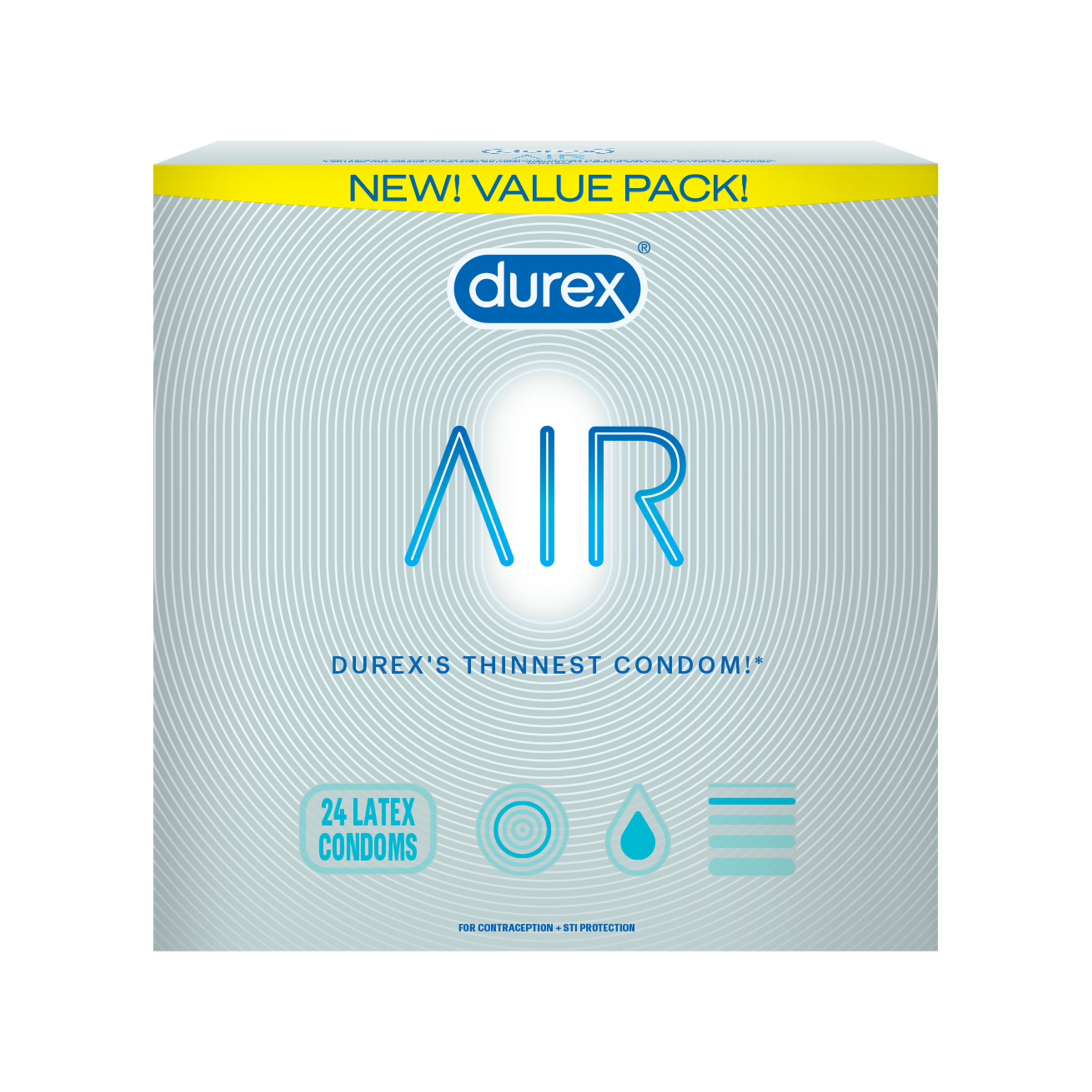 Durex Air Condoms, Extra Thin, 24 Count (2 Pack)