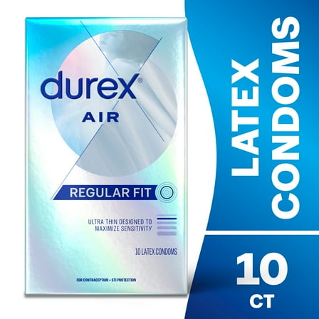 Durex Air Ultra Thin Condoms For Men, Rubber Latex Condoms with Silicone Lube, 10 Count