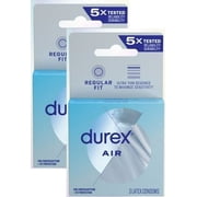 Durex Air Ultra Thin Condoms, Rubber Latex Condoms for Men with Silicone Lube, 3 ct 2 packs = 6 condoms