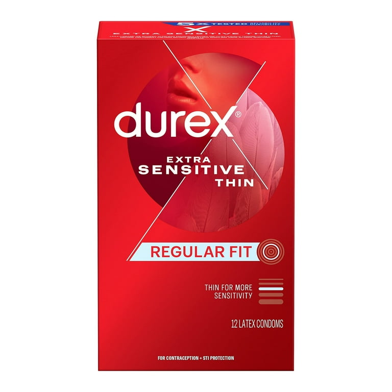 Durex Condoms, Extra Sensitive Natural Latex Condoms, 12 Count - Ultra Fine  & Extra Lubricated